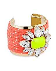 Mood Multi Stone Neon Cord Wrap Cuff