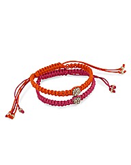 Mood Pink And Orange Corded Bracelets