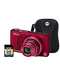 Nikon Coolpix S9400 3D Red Camera Kit