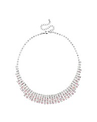 Mood Pink And Crystal Stick Necklace