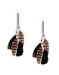 Mood Long Brown Feather Drop Earring