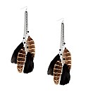 Mood Long Brown Feather Drop Earring