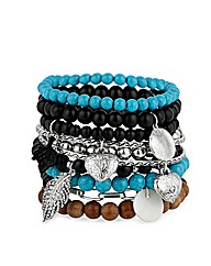 Mood Blue And Silver Charm Bangle Pack