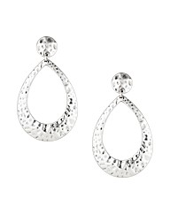 Mood Large Hammered Silver Drop Earring