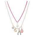 Mood Pink And Gold Charm Drop Necklace
