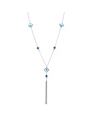 Mood Multi Blue Stone Tassel Necklace