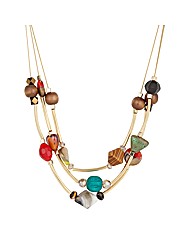 Mood Bead And Gold Tubular Row Necklace