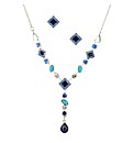 Mood Blue Stone Drop Necklace And Stud