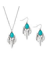 Mood Blue Charm Drop Pendant And Earring