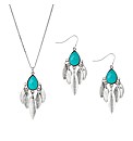 Mood Blue Charm Drop Pendant And Earring