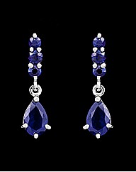 9ct White Gold Blue Sapphire Earrings