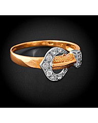 9ct Yellow Gold CZ Buckle Ring