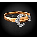9ct Yellow Gold CZ Buckle Ring