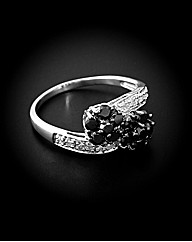 9ct Black and White Diamond Cluster Ring