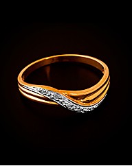 9ct Yellow Gold Diamond Wave Ring