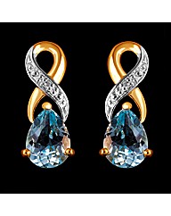 9ct YG Diamond and BT Earrings