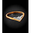 9ct YG Single Diamond Wishbone Ring