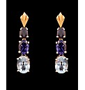 9ct YG Blue Multi Stone Drop Earrings