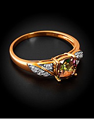 9ct YG Diamond and Topaz Ring