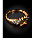 9ct YG Diamond and Topaz Ring