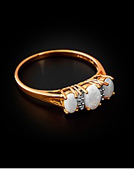 9ct Yellow Gold Diamond and Opal Ring