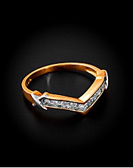 9ct Yellow Gold Diamond Wishbone Ring