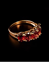 9ct Yellow Gold Five Stone Garnet Ring