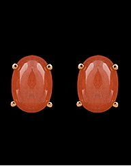 9ct YG Cherry Quartz Stud Earrings