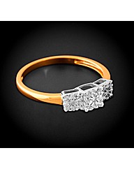 Gold Plated 0.15ct Diamond Trilogy Ring