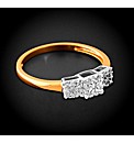 Gold Plated 0.15ct Diamond Trilogy Ring