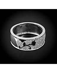 Chunky Silver Diamond Set Band Ring