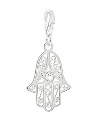 Silver CZ Hamsa Charm