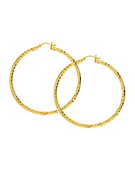 Gold Plated Large Diamond-cut Hoops