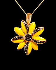 GPS Black Diamond Sunflower Pendant