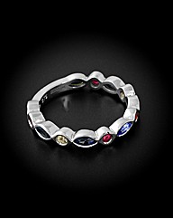 9ct White Gold Multi Gem Ring