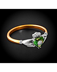Rolled Gold Ladies CZ Claddagh Ring