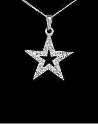 9ct White Gold Diamond Set Star Pendant