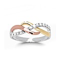 9ct Entwined Three Colour Diamond Ring