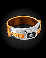 Rolled Gold Diamond and Sapphire Ring
