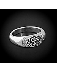 Silver Agate and Diamond Ring