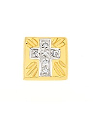 9ct Gold Square Stud Earring with Cross