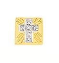 9ct Gold Square Stud Earring with Cross