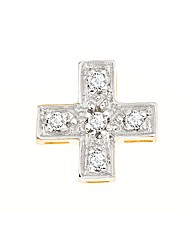 9ct Gold Diamond Gents Cross Earring