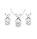 SILVER CZ Kiss Pendant and Earring Set
