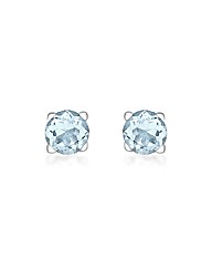 9CT WHITE GOLD AQUAMARINE ROUND STUD