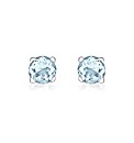 9CT WHITE GOLD AQUAMARINE ROUND STUD