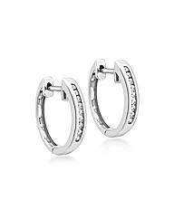 9CT WHITE GOLD DIAMOND HOOP EARRING