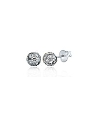 9ct White Gold 6mm CZ Glitterball Studs