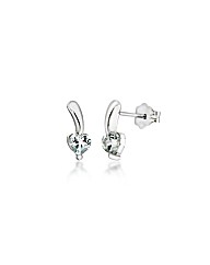 9ct White Gold Aquamarine Heart Drops