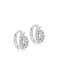 9ct White Gold 11mm CZ Huggy Earrings